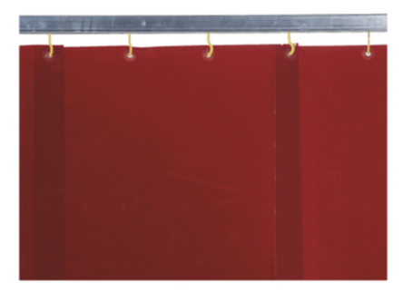 Schweißlamellenvorhänge rot, DIN EN ISO 25980 - H 1.800 x B 570 mm, Dicke = 1,0 mm